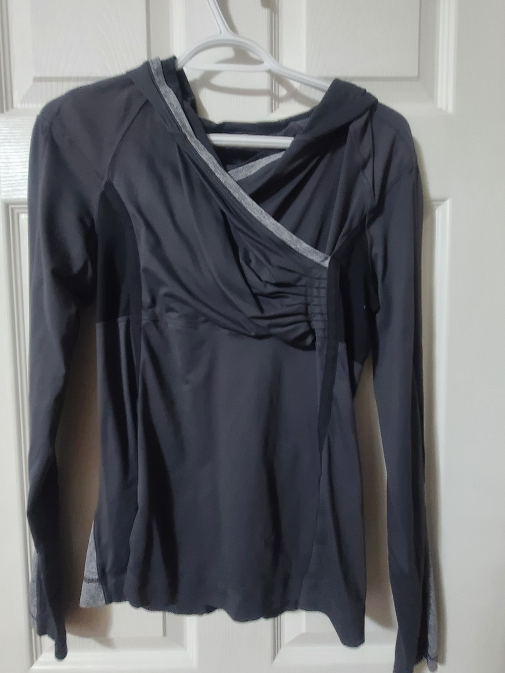 lululemon athletica Dark Gray Hooded Wrap-Front Long Sleeve Top